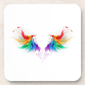 Fluffy Rainbow Wings Beverage Coaster