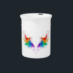 Fluffy Rainbow Wings Beverage Pitcher<br><div class="desc">Fluffy rainbow wings on a white background.</div>