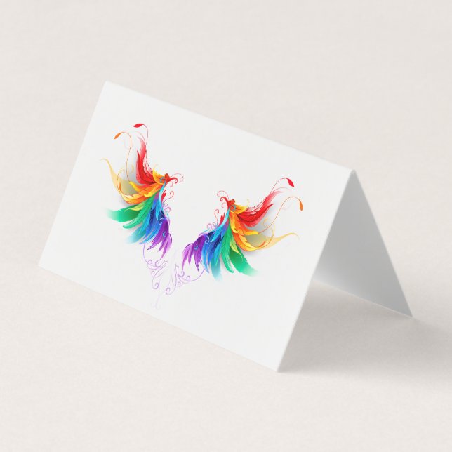 Fluffy Rainbow Wings Business Card (Front)