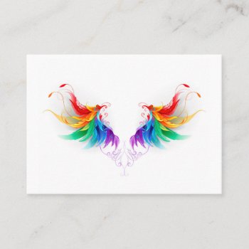 Fluffy Rainbow Wings Business Card by Blackmoon9 at Zazzle