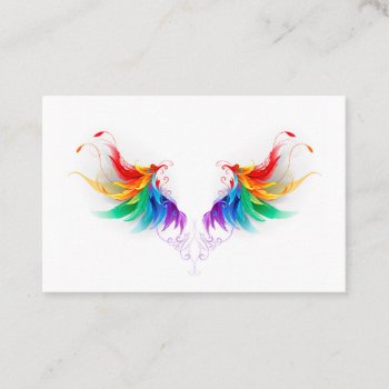 Fluffy Rainbow Wings Business Card by Blackmoon9 at Zazzle