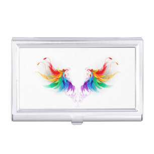 Fluffy Rainbow Wings Business Card Case
