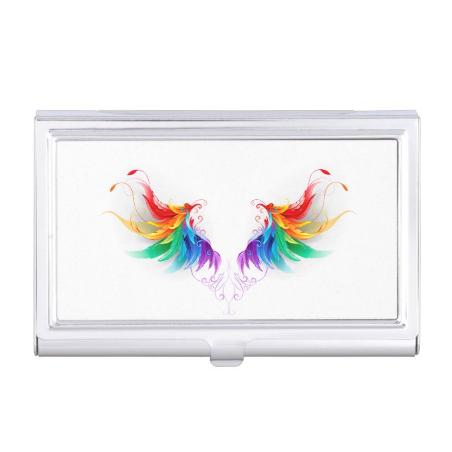 Fluffy Rainbow Wings Business Card Case (Front)