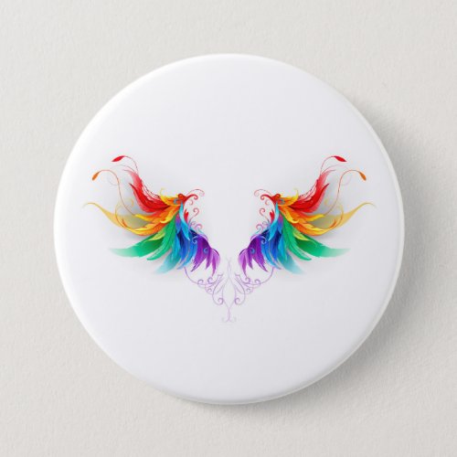 Fluffy Rainbow Wings Button