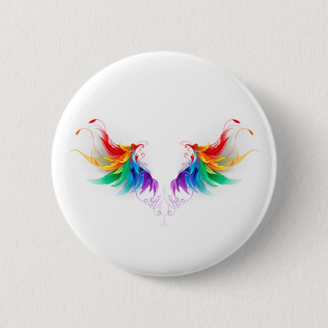 Fluffy Rainbow Wings Button (Front)