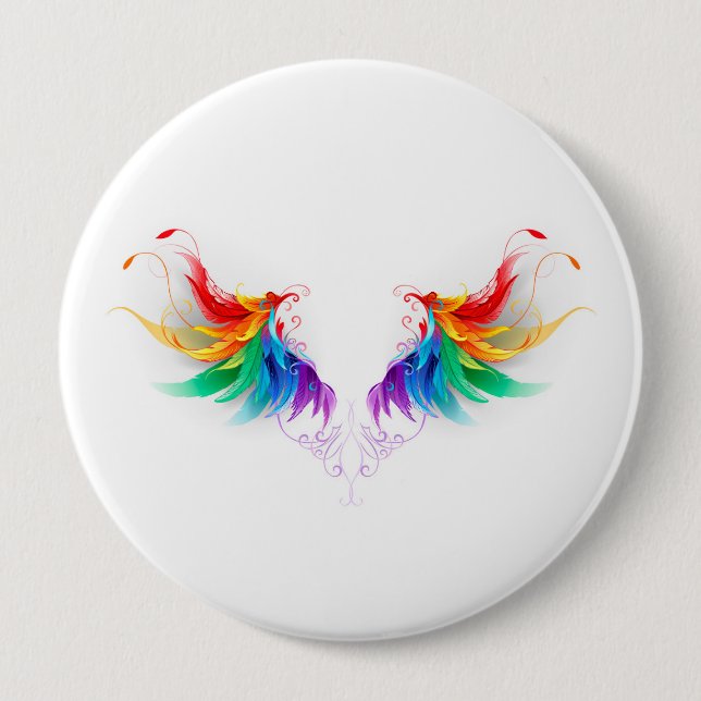 Fluffy Rainbow Wings Button (Front)