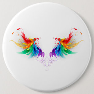 Fluffy Rainbow Wings Button