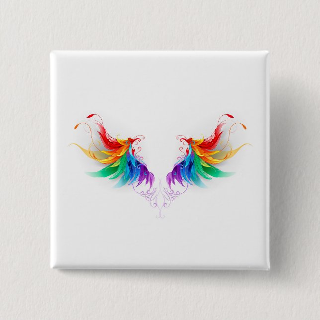 Fluffy Rainbow Wings Button (Front)