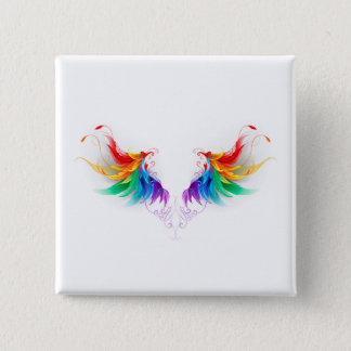 Fluffy Rainbow Wings Button