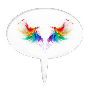 Fluffy Rainbow Wings Cake Topper