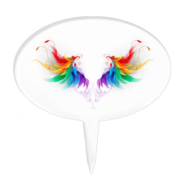 Fluffy Rainbow Wings Cake Topper (Front)