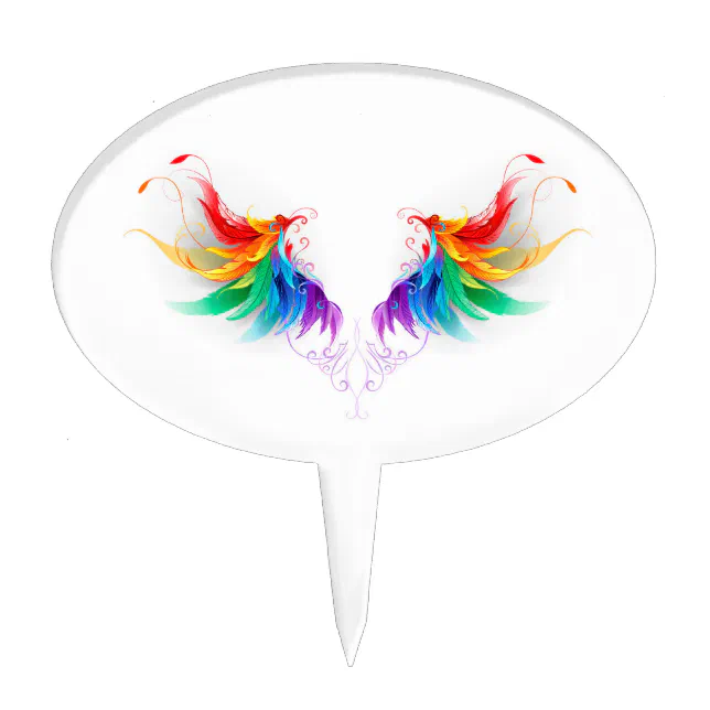 Fluffy Rainbow Wings Cake Topper