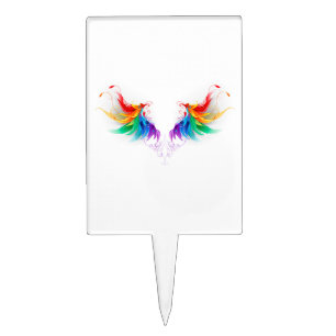 Fluffy Rainbow Wings Cake Topper