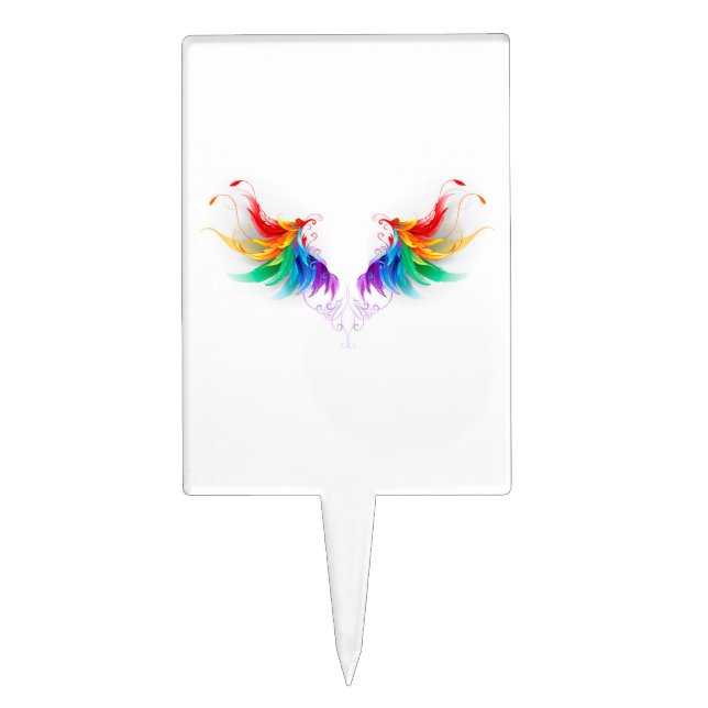 Fluffy Rainbow Wings Cake Topper (Front)