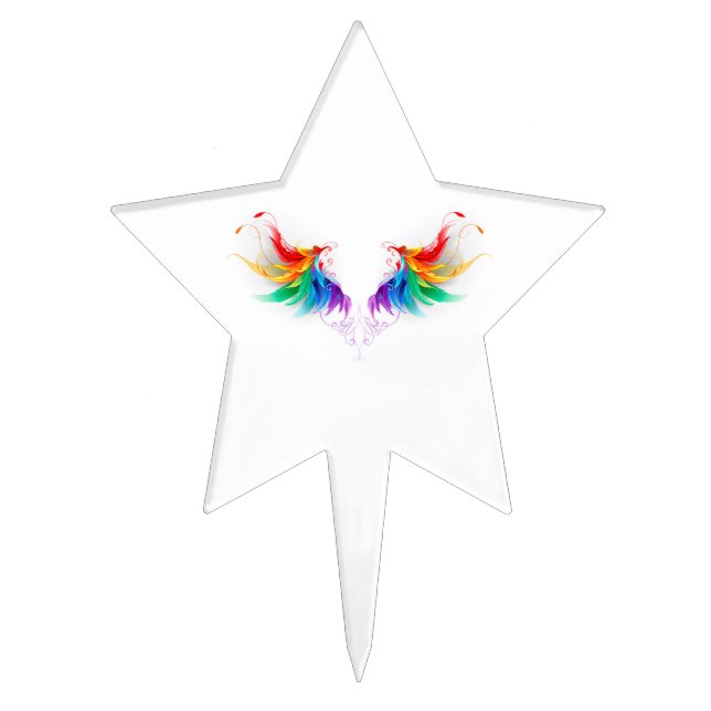 Fluffy Rainbow Wings Cake Topper (Front)