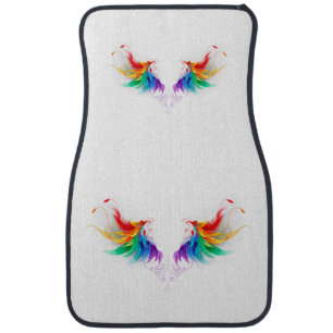 Fluffy Rainbow Wings Car Floor Mat