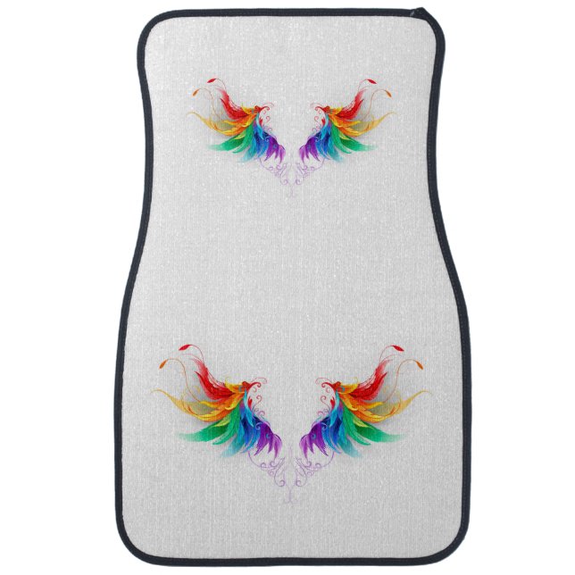 Fluffy Rainbow Wings Car Floor Mat (Front)