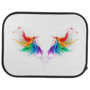 Fluffy Rainbow Wings Car Floor Mat