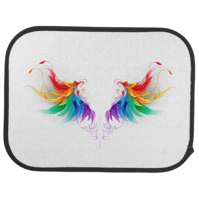 Fluffy Rainbow Wings Car Floor Mat (Rear)