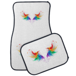 Fluffy Rainbow Wings Car Floor Mat