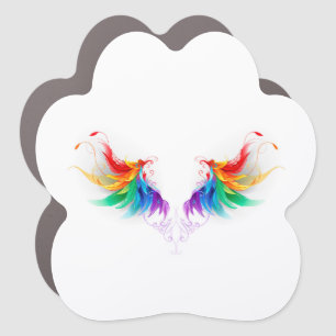 Fluffy Rainbow Wings Car Magnet
