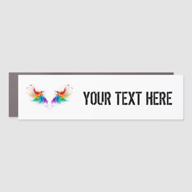 Fluffy Rainbow Wings Car Magnet (Front)