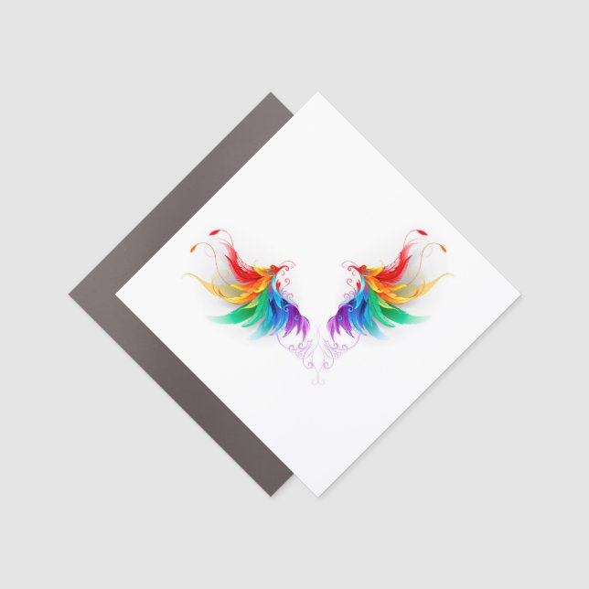 Fluffy Rainbow Wings Car Magnet (Front)