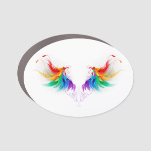 Fluffy Rainbow Wings Car Magnet