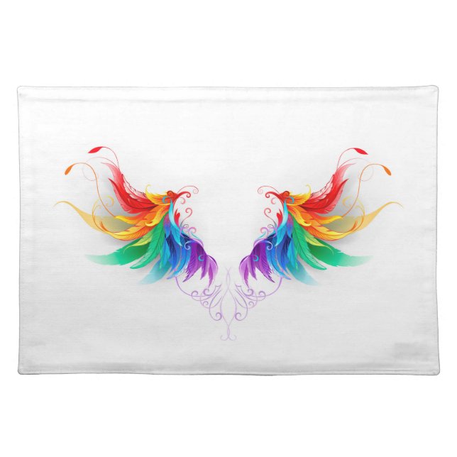 Fluffy Rainbow Wings Cloth Placemat (Front)