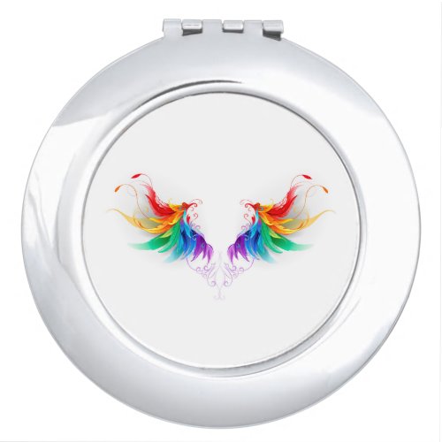 Fluffy Rainbow Wings Compact Mirror