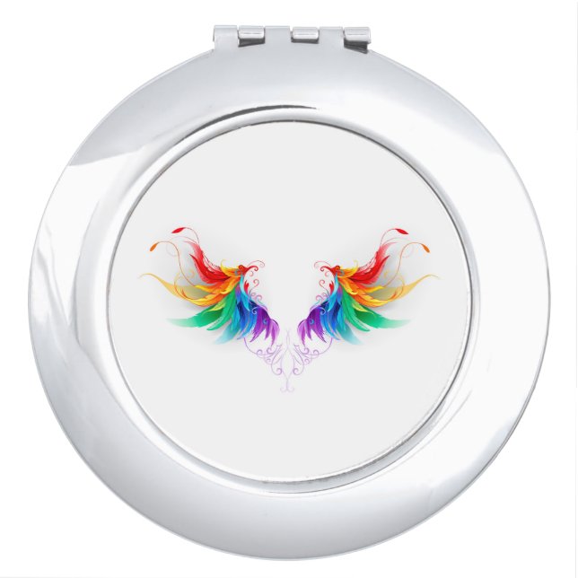 Fluffy Rainbow Wings Compact Mirror (Front)