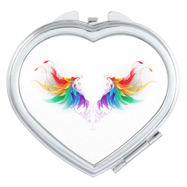 Fluffy Rainbow Wings Compact Mirror (Front)