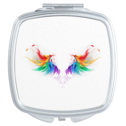 Fluffy Rainbow Wings Compact Mirror