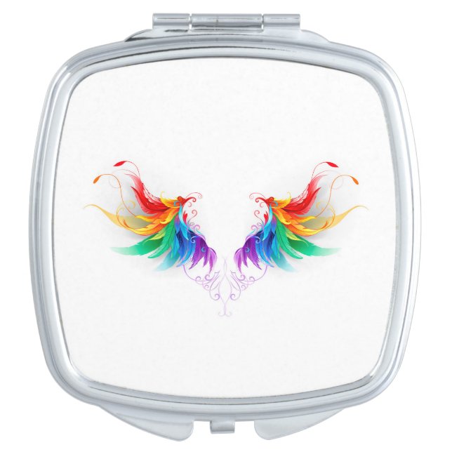 Fluffy Rainbow Wings Compact Mirror (Front)