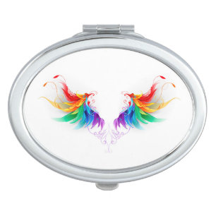 Fluffy Rainbow Wings Compact Mirror