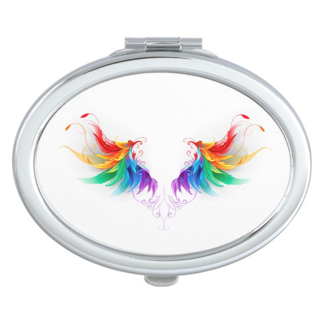 Fluffy Rainbow Wings Compact Mirror (Front)