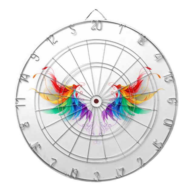 Fluffy Rainbow Wings Dart Board (Front)