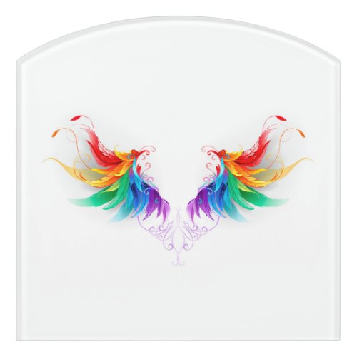 Fluffy Rainbow Wings Door Sign