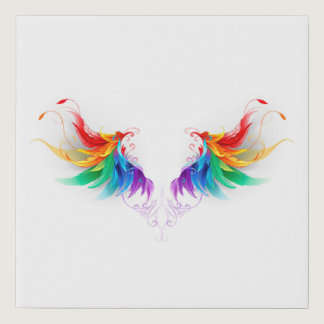 Fluffy Rainbow Wings Faux Canvas Print