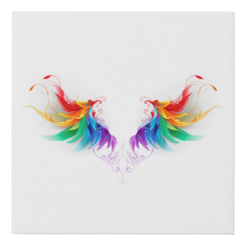 Fluffy Rainbow Wings Faux Canvas Print