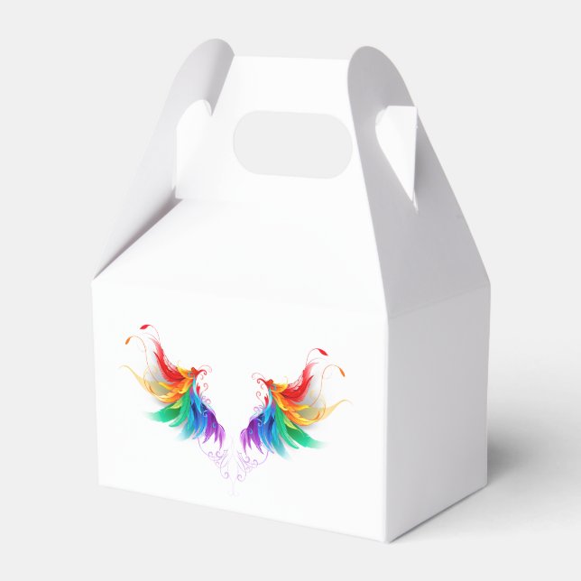 Fluffy Rainbow Wings Favor Boxes (Front Side)