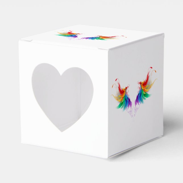Fluffy Rainbow Wings Favor Boxes (Front Side)