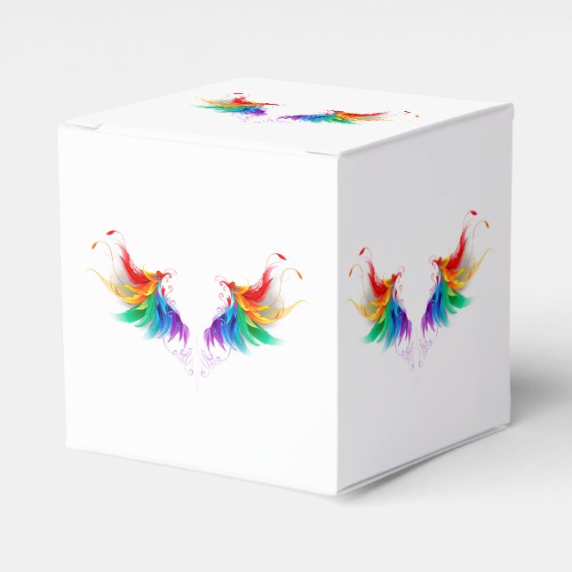 Fluffy Rainbow Wings Favor Boxes (Front Side)