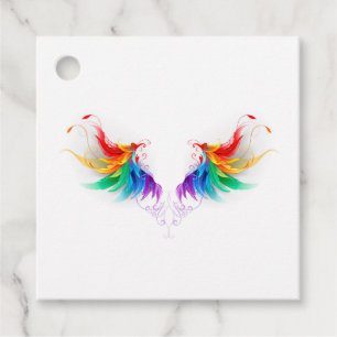 Fluffy Rainbow Wings Favor Tags