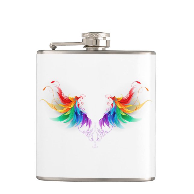 Fluffy Rainbow Wings Flask (Front)
