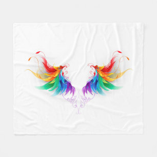 Fluffy Rainbow Wings Fleece Blanket