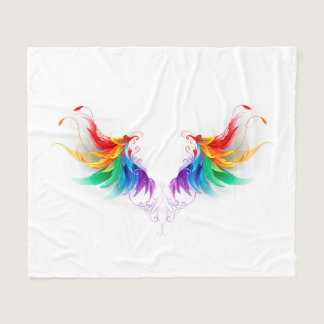 Fluffy Rainbow Wings Fleece Blanket