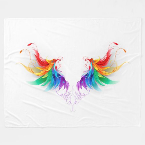 Fluffy Rainbow Wings Fleece Blanket