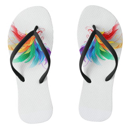 Fluffy Rainbow Wings Flip Flops