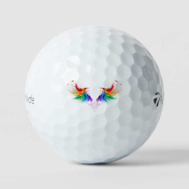 Fluffy Rainbow Wings Golf Balls (Front)